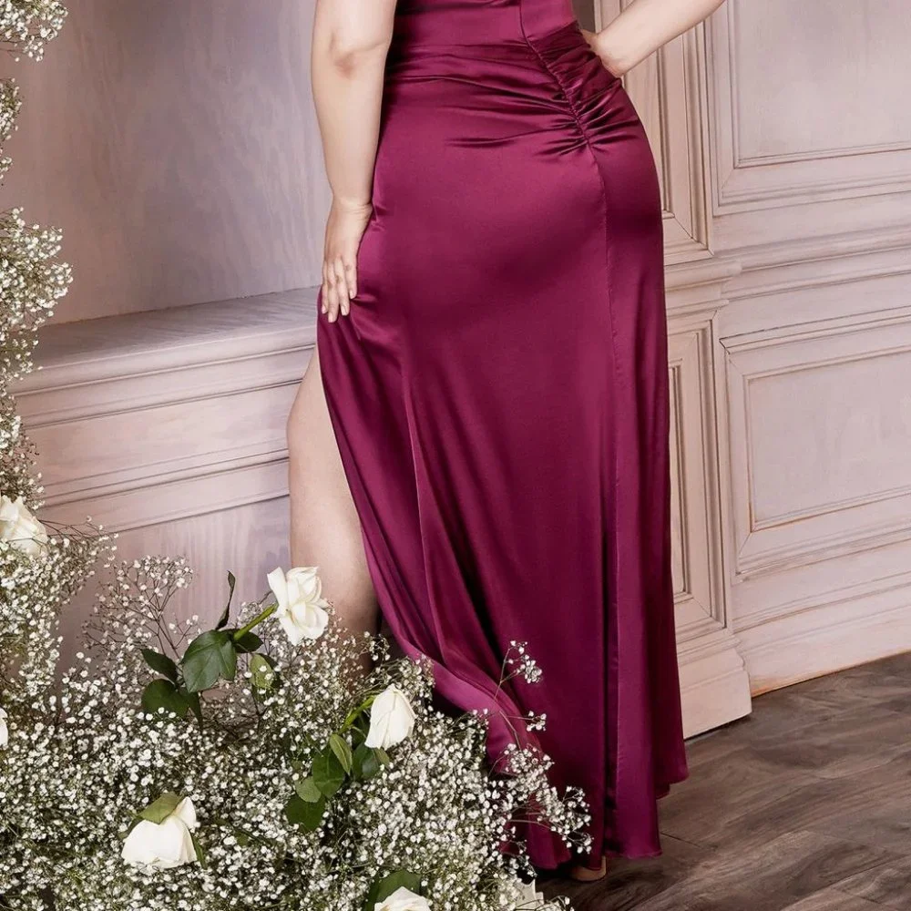 NEW LONG OFF THE SHOULDER SLEEVELESS SATIN SHEATH GOWN WITH ZIPPER BACK CD 7489C_9